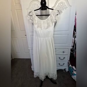 Lace-Trim White Chemise Slip